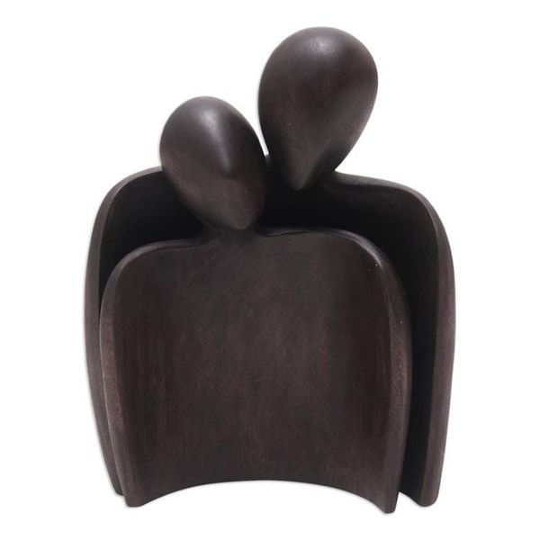 Alternate image for Hand-Carved Suar Wood Romantic Sculpture from Bali Romantic Hug
