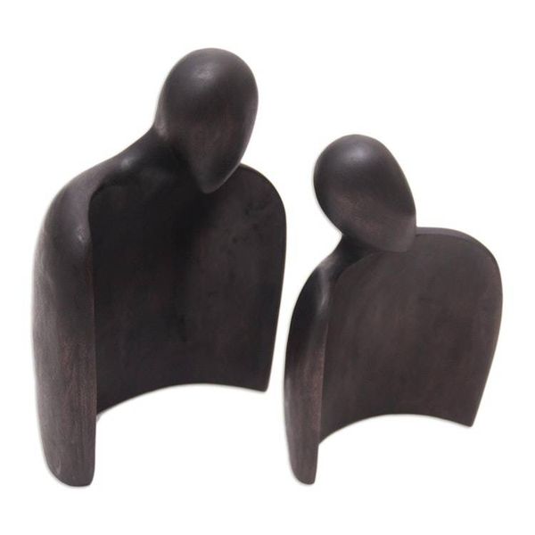 Alternate image for Hand-Carved Suar Wood Romantic Sculpture from Bali Romantic Hug