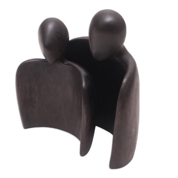 Alternate image for Hand-Carved Suar Wood Romantic Sculpture from Bali Romantic Hug