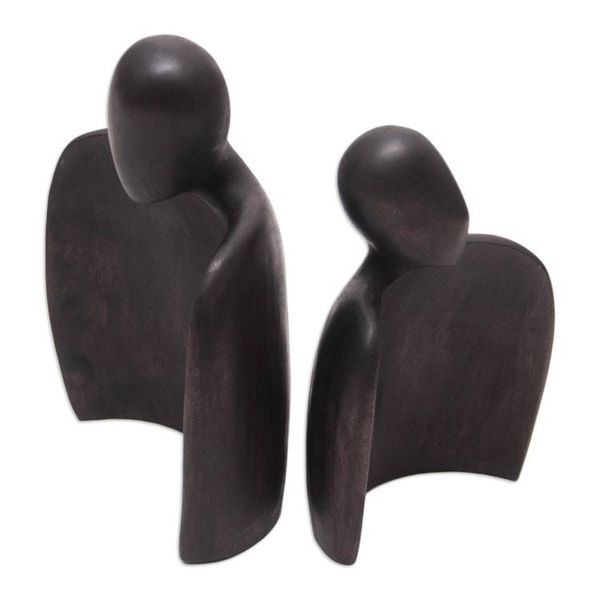 Alternate image for Hand-Carved Suar Wood Romantic Sculpture from Bali Romantic Hug