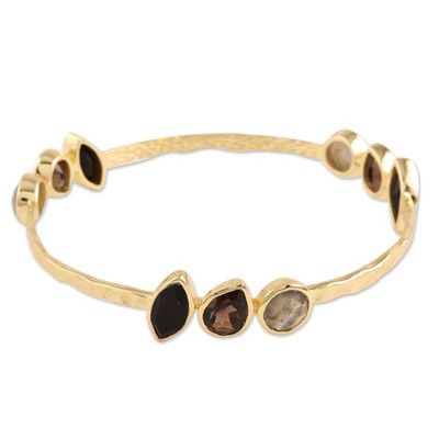 Alternate image for Gold Plated Multi-Gemstone Bangle Bracelet from India Harmonious Sparkle