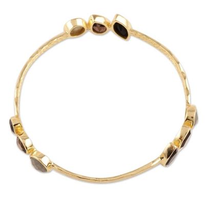 Alternate image for Gold Plated Multi-Gemstone Bangle Bracelet from India Harmonious Sparkle