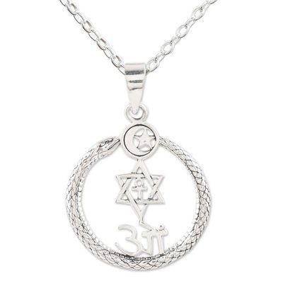 Alternate image for Sterling Silver Spiritual Pendant Necklace from India Pious Harmony