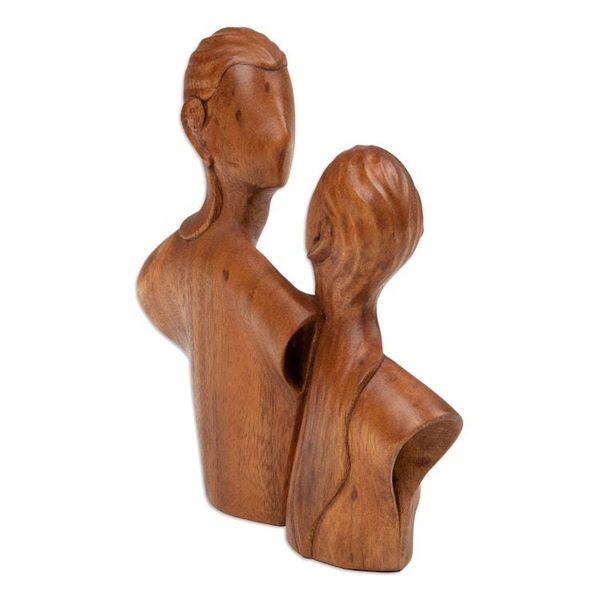 Alternate image for Classic Hand-Carved Suar Wood Sculpture of Couple Beside You