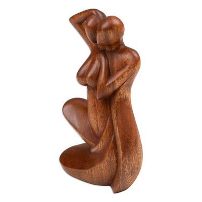 Alternate image for Semi-Abstract Hand-Carved Romantic Suar Wood Sculpture Our Love Story