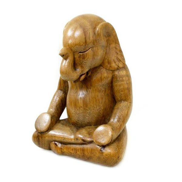Alternate image for Hand Carved Wood Sculpture Elephant Meditates