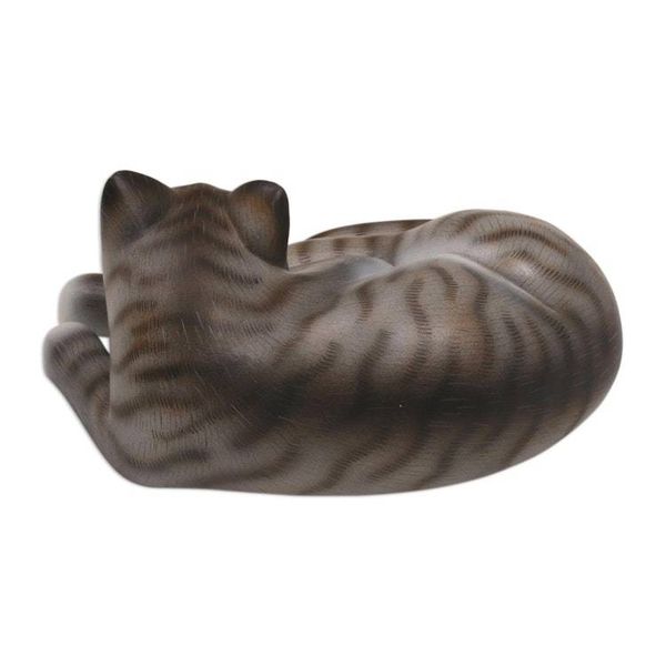 Alternate image for Painted Suar Wood Sculpture of a Lounging Cat from Bali Adorable Grey Cat