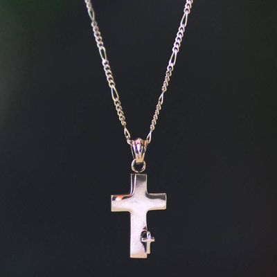 Alternate image for Mens Sterling Silver Cross Necklace Faithful