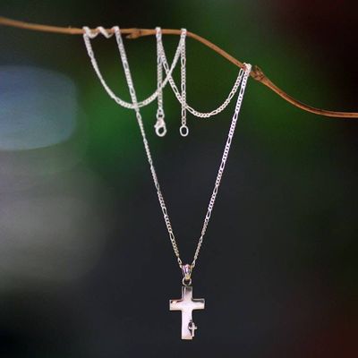 Alternate image for Mens Sterling Silver Cross Necklace Faithful