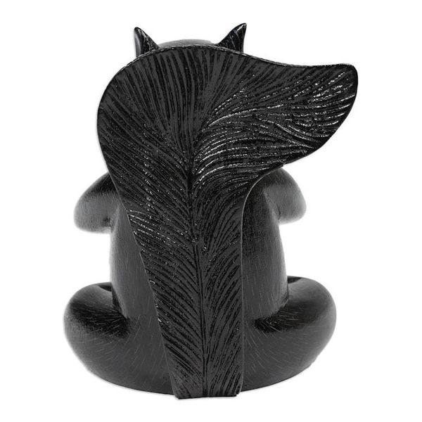 Alternate image for Handcrafted Black Suar Wood Squirrel Statuette from Bali Prudent Apprentice at Night