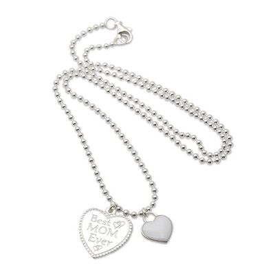 Alternate image for Mothers Day Sterling Silver Necklace with Heart Pendants Best Mom Ever