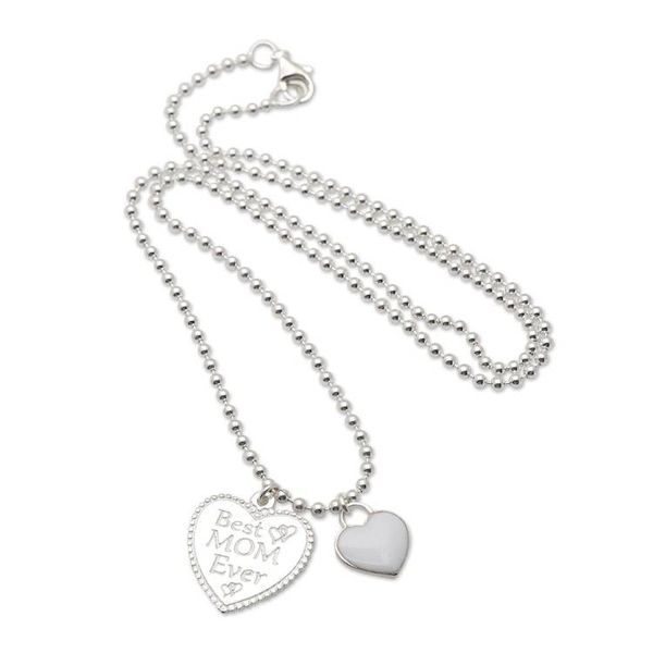Alternate image for Mothers Day Sterling Silver Necklace with Heart Pendants Best Mom Ever