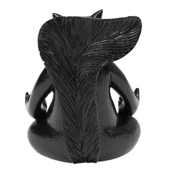 Alternate image for Hand-Carved Black Suar Wood Squirrel Statuette from Bali Prudent Master at Night
