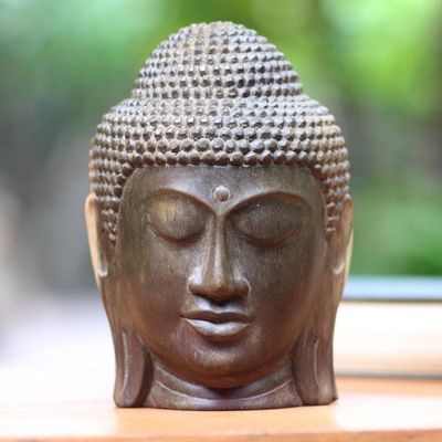 Alternate image for Hibiscus Wood Two-Sided Buddha Sculpture Double-Faced Buddha