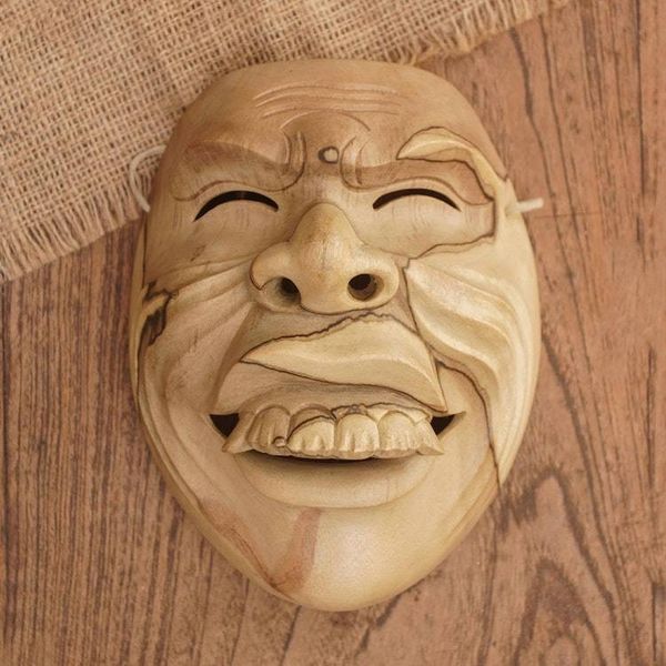 Alternate image for Hand Carved Hibiscus Wood Mask Sidakarya Character