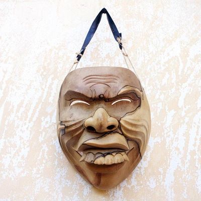 Alternate image for Hand Carved Hibiscus Wood Mask Sidakarya Character