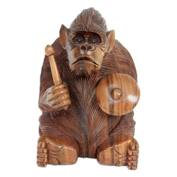 Alternate image for Vivid Wood Sculpture Carved by Hand Orangutan Plays the Kempur