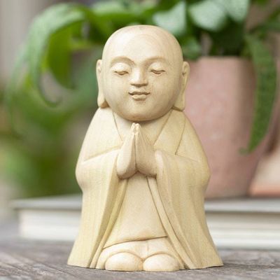 Primary image for Balinese-Made Hand-Carved Crocodile Wood Jizo Sculpture Soul Protector