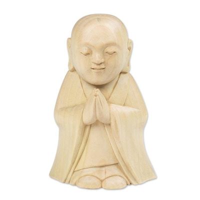Alternate image for Balinese-Made Hand-Carved Crocodile Wood Jizo Sculpture Soul Protector