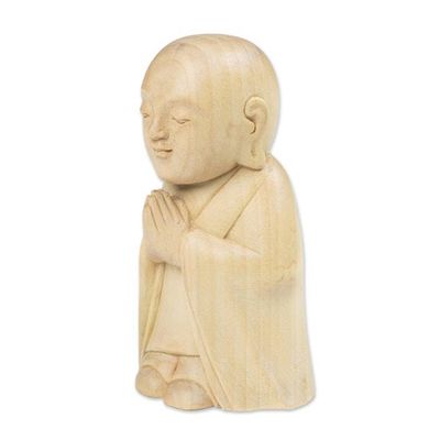 Alternate image for Balinese-Made Hand-Carved Crocodile Wood Jizo Sculpture Soul Protector