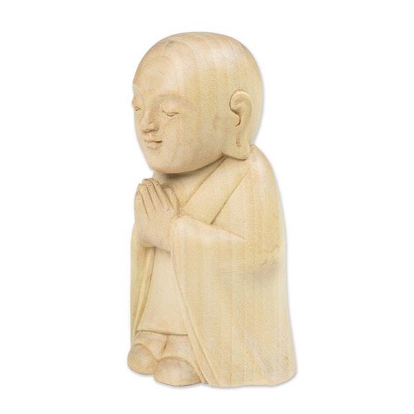 Alternate image for Balinese-Made Hand-Carved Crocodile Wood Jizo Sculpture Soul Protector