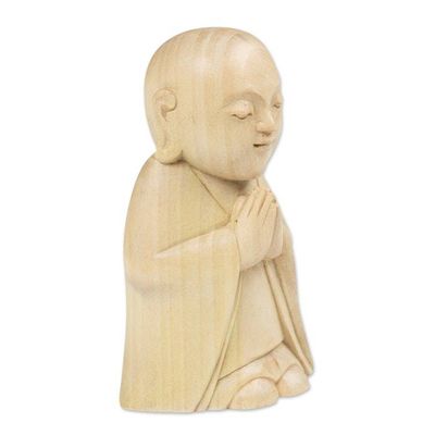 Alternate image for Balinese-Made Hand-Carved Crocodile Wood Jizo Sculpture Soul Protector