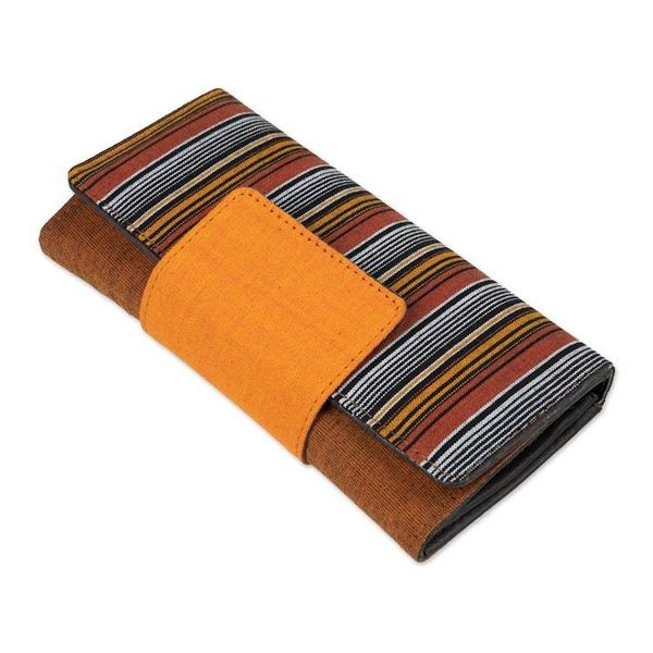 Alternate image for Striped Faux-Leather Accented Cotton Wallet in Warm Hues Lily  Fall