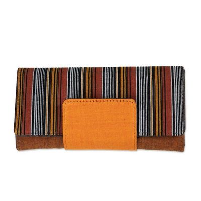 Alternate image for Striped Faux-Leather Accented Cotton Wallet in Warm Hues Lily  Fall