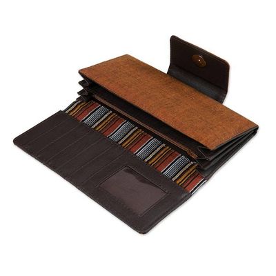 Alternate image for Striped Faux-Leather Accented Cotton Wallet in Warm Hues Lily  Fall
