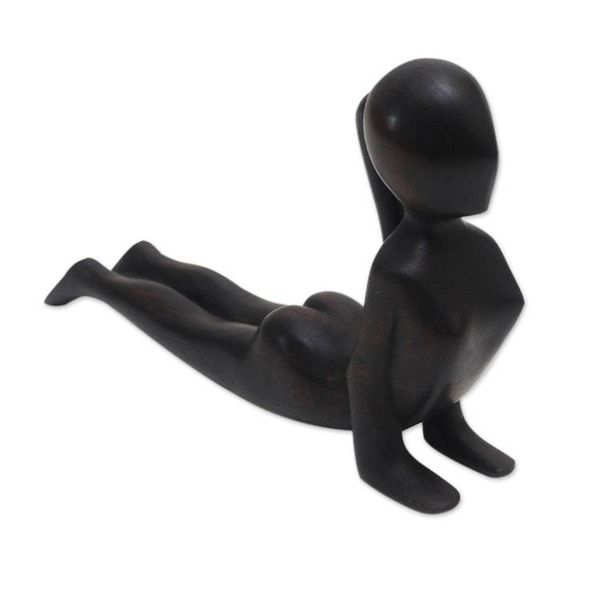 Alternate image for Signed Wood Statuette of Yoga Cobra Pose in Black Cobra Yoga