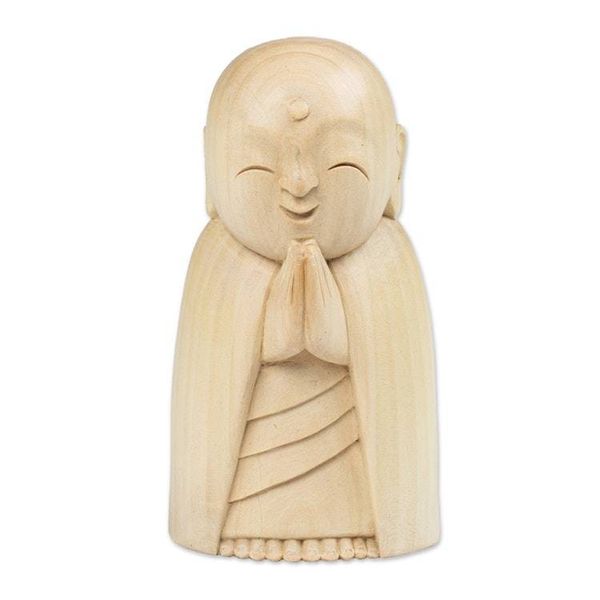 Alternate image for Hand-Carved Buddhist Jizo-Themed Crocodile Wood Sculpture Gentle Jizo
