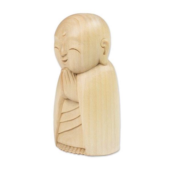 Alternate image for Hand-Carved Buddhist Jizo-Themed Crocodile Wood Sculpture Gentle Jizo