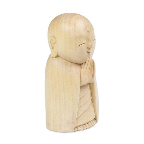 Alternate image for Hand-Carved Buddhist Jizo-Themed Crocodile Wood Sculpture Gentle Jizo