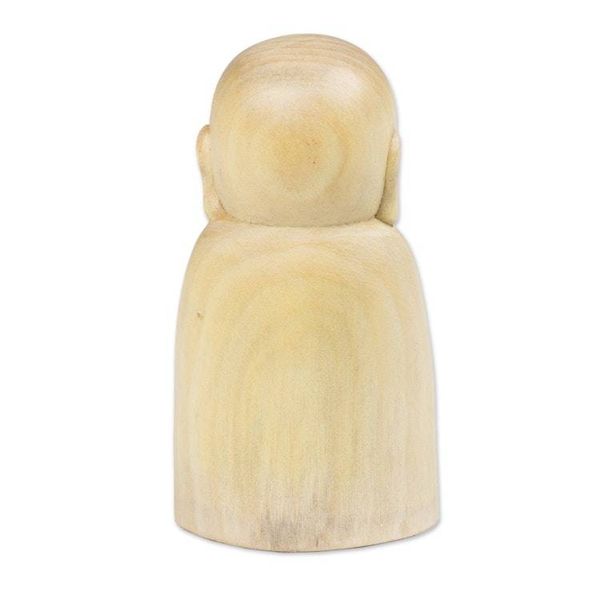 Alternate image for Hand-Carved Buddhist Jizo-Themed Crocodile Wood Sculpture Gentle Jizo