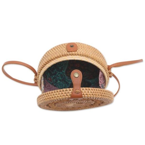 Alternate image for Round Bamboo and Faux Leather Sling Bag Braided Day in Natural