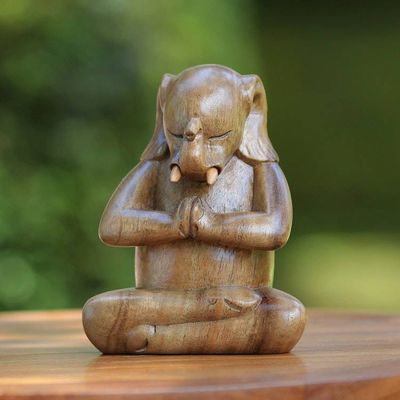Main image for Handcrafted Wood Hindu Sculpture Sitting Ganesha