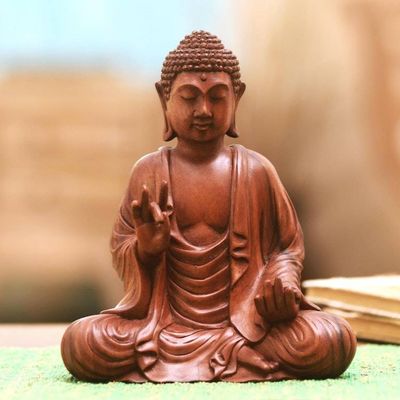 Alternate image for Meditative Suar Wood Buddha Sculpture from Indonesia Enlightened Buddha