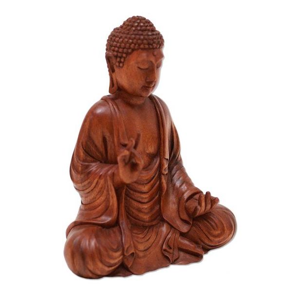Alternate image for Meditative Suar Wood Buddha Sculpture from Indonesia Enlightened Buddha