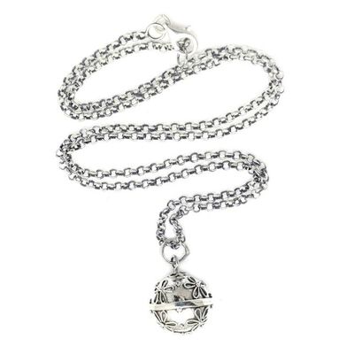 Alternate image for Sterling Silver Daisy Theme Harmony Ball Necklace 18 in Delighted Daisies