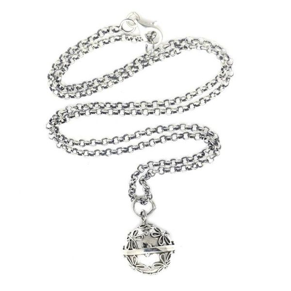 Alternate image for Sterling Silver Daisy Theme Harmony Ball Necklace 18 in Delighted Daisies