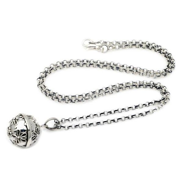 Alternate image for Sterling Silver Daisy Theme Harmony Ball Necklace 18 in Delighted Daisies