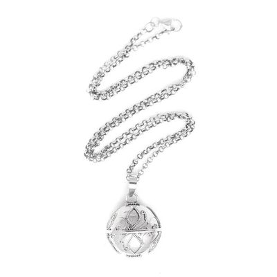 Primary image for Balinese Silver Harmony Ball Necklace with Leaf Motifs Leaves of Life
