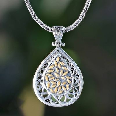 Primary image for Sterling Silver and Gold Accent Pendant Necklace Grains of Rice