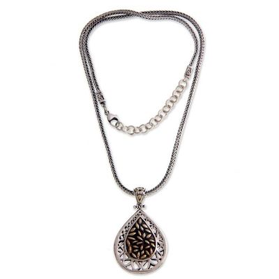 Alternate image for Sterling Silver and Gold Accent Pendant Necklace Grains of Rice
