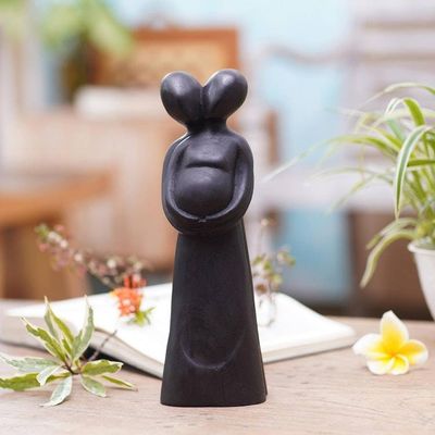 Alternate image for Hand Carved Suar Wood Statuette of Couple and Baby Our Baby