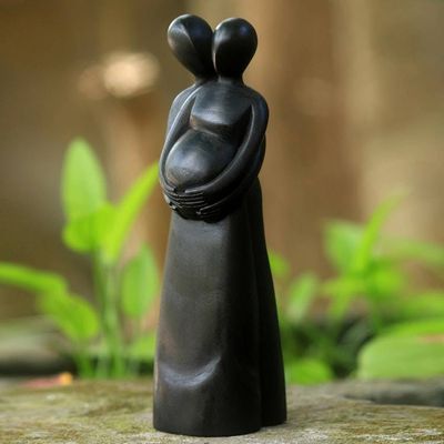 Alternate image for Hand Carved Suar Wood Statuette of Couple and Baby Our Baby