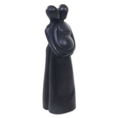 Alternate image for Hand Carved Suar Wood Statuette of Couple and Baby Our Baby