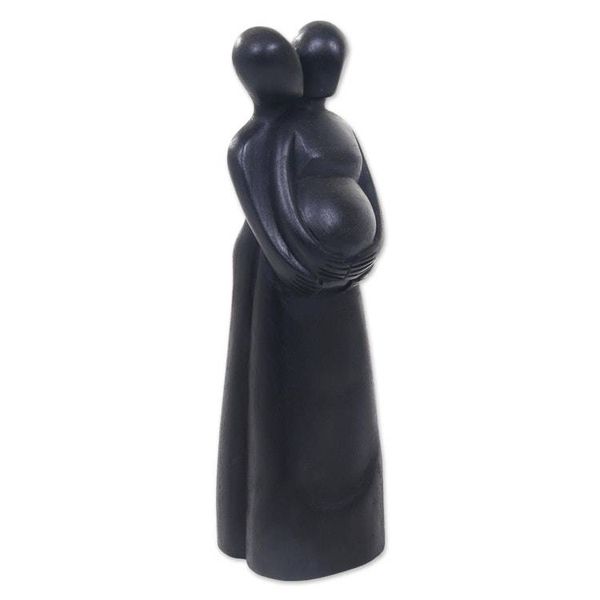Alternate image for Hand Carved Suar Wood Statuette of Couple and Baby Our Baby