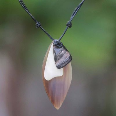 Primary image for Artisan Crafted Mens Horn Pendant Necklace Shield