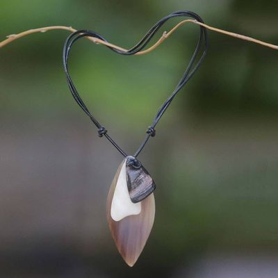 Alternate image for Artisan Crafted Mens Horn Pendant Necklace Shield